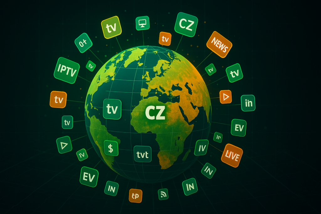 Global IPTV streaming network with live TV, news and entertainment channels worldwide